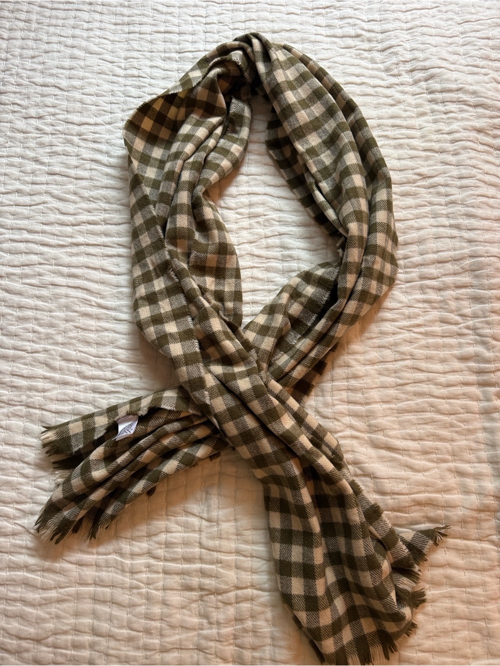 Women’s Olive Green Gingham Scarf